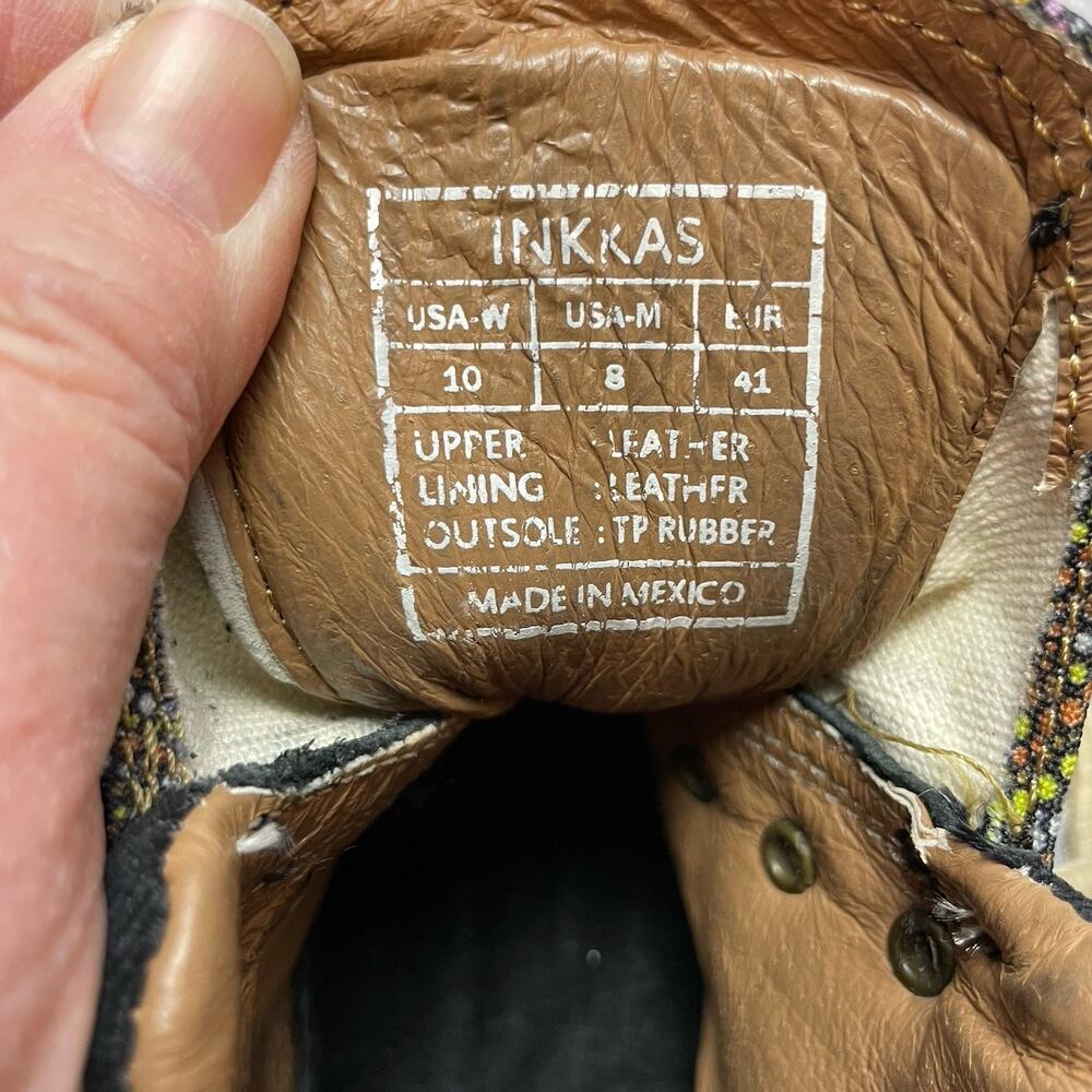 Inkkas Brisbane Camping Boots Womens 10 Black Suede Aboriginal Art Hi Top Hiking - Picture 9 of 11